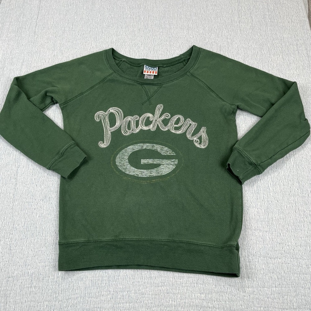 Vintage Junk Food‎ Green Bay Packers Sweatshirt Womens XL Green Made USA Medium